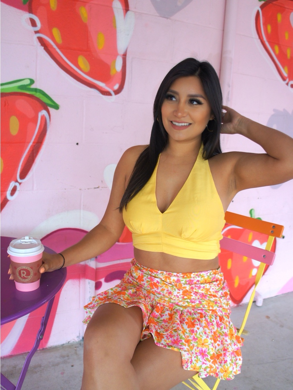 DO+BE Yellow Halter Crop Top